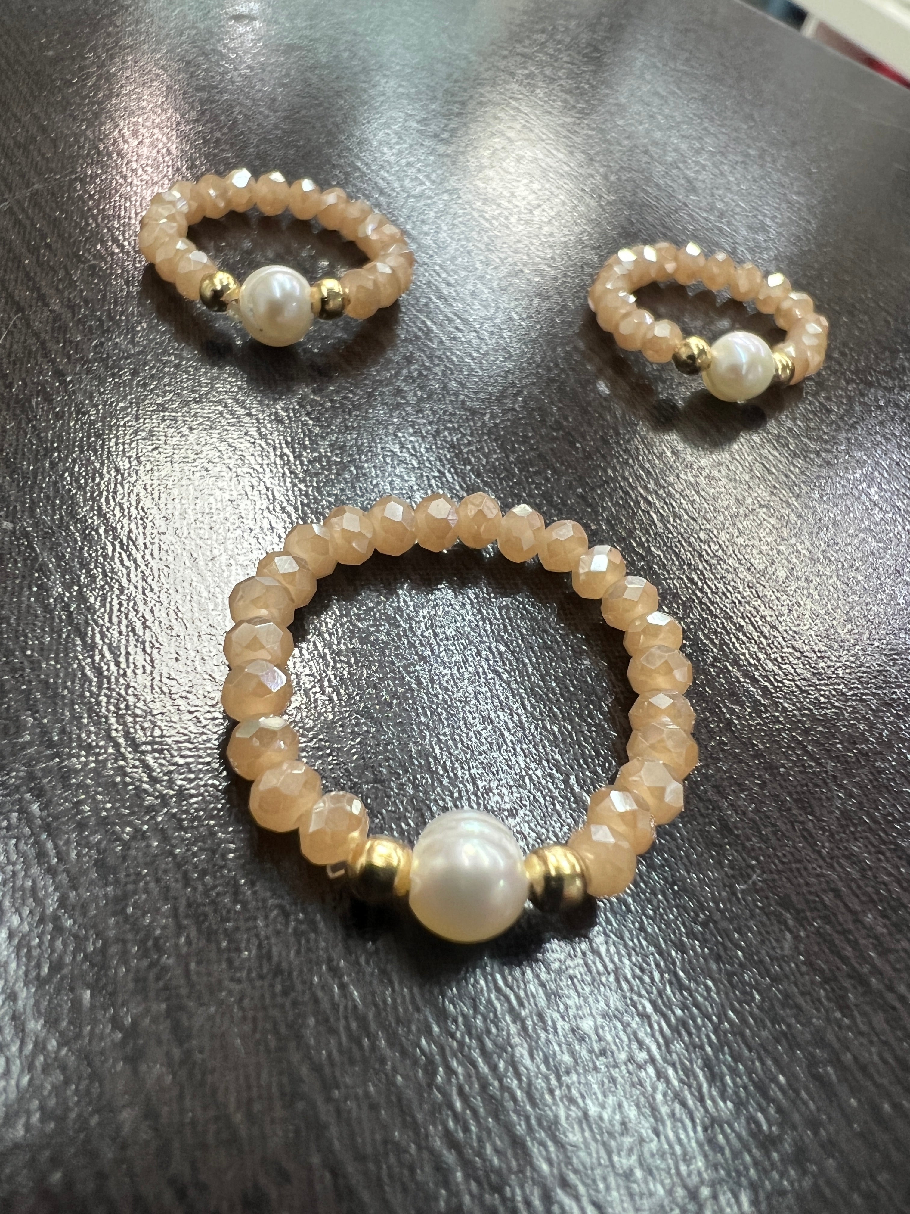 Crystal and Pearl Ring