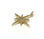 Star pendant charm with cubic zirconia 14 k gold plated maslov beads