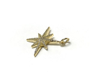 star charm 14k gold plated pendant with zircon