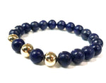 14kt gold beads and lapis lazuli bracelet unisex