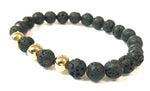 <b>14Kt Gold and Lava Rock Bracelet</b><br><i>from 4mm to 8mm</i>